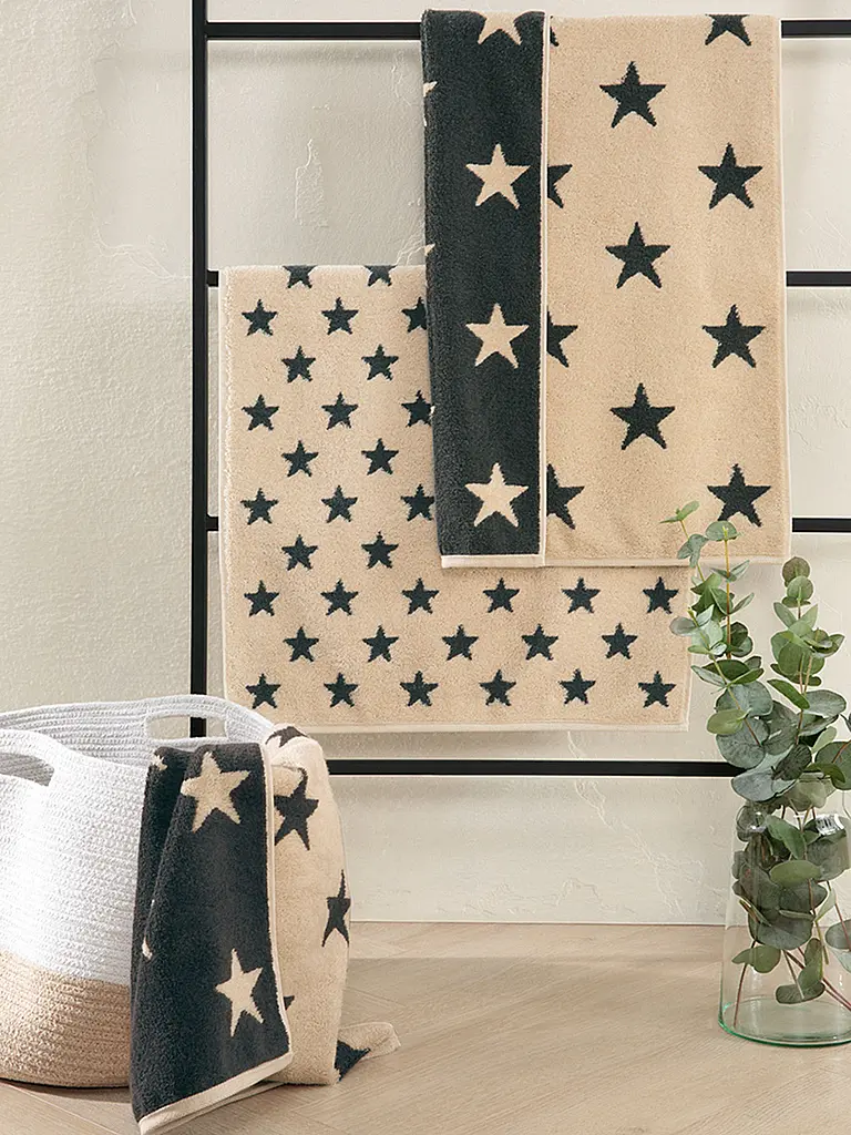 CAWÖ | Serviette NEW STAR 50x100cm Beige/Basalte | dunkelgrün