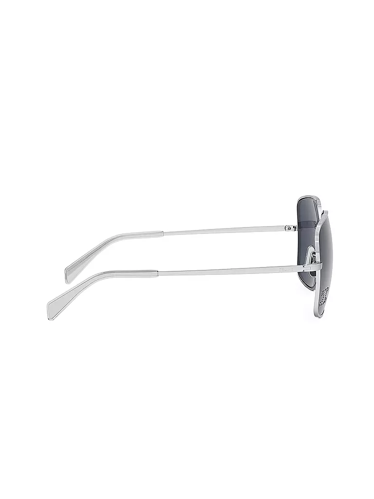 CELINE | Lunettes de soleil carrées argentées Triomphe avec strass | 