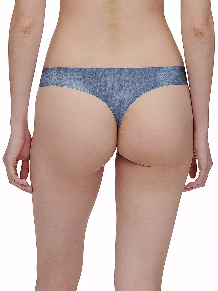 CHANTELLE | String SOFT STRETCH imprimé denim bleu | 