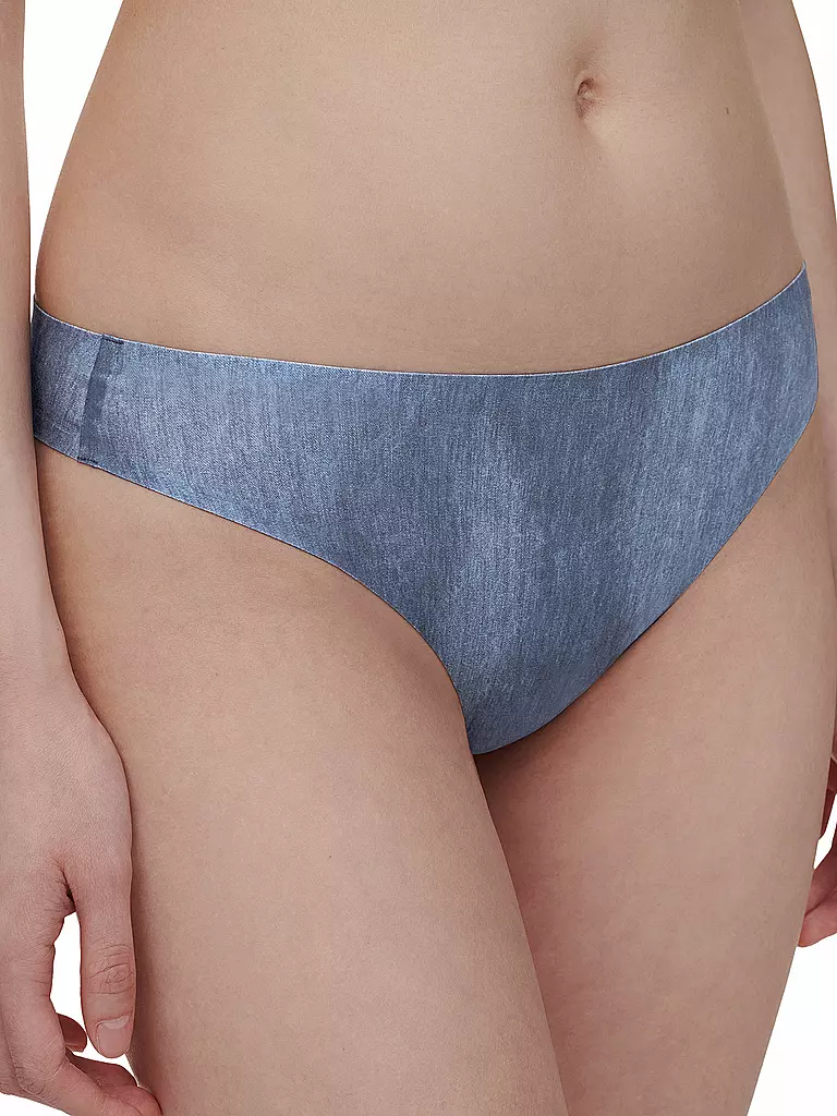 CHANTELLE | String SOFT STRETCH imprimé denim bleu | 
