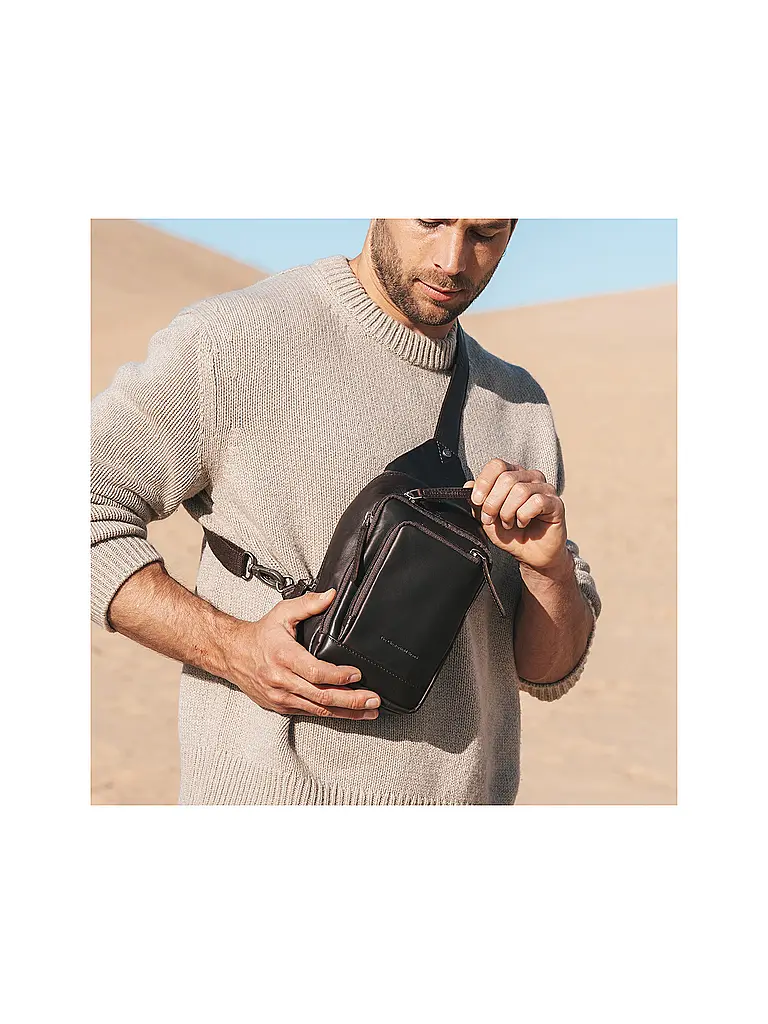 CHESTERFIELD | Sac en cuir - Sac bandoulière RIGA | Marron