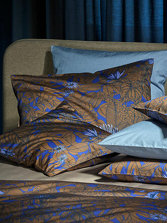 CHRISTIAN FISCHBACHER | Taie d'oreiller en satin GOLDEN GARTEN 70x90cm cuivre/bleu