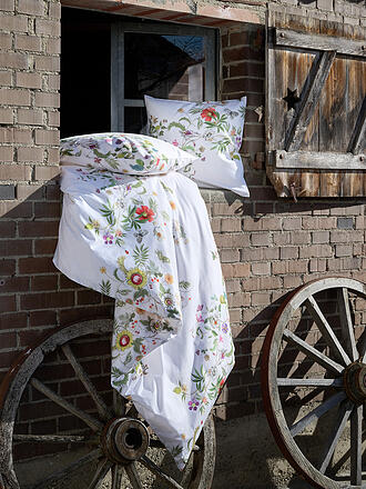 CHRISTIAN FISCHBACHER | Housse de coussin en satin GARLAND 70x90cm Blanc/Fleurs