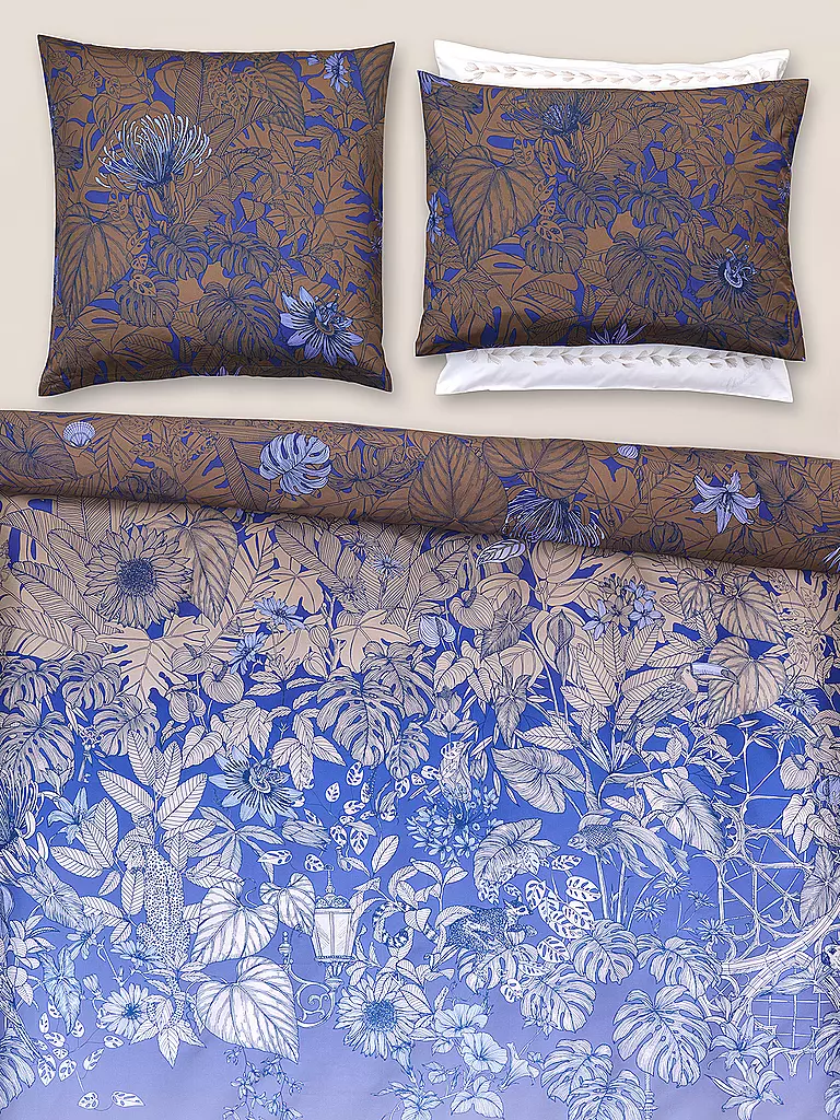 CHRISTIAN FISCHBACHER | Housse de couette en satin BLUE HOUR 140x200cm Bleu/Cuivre | 