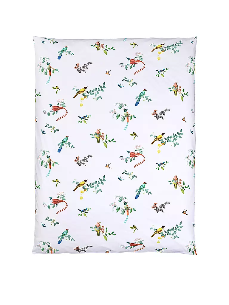CHRISTIAN FISCHBACHER | Housse de couette en satin HAIKU NOUVEAU 140x200cm Blanc/Oiseau | Blanc