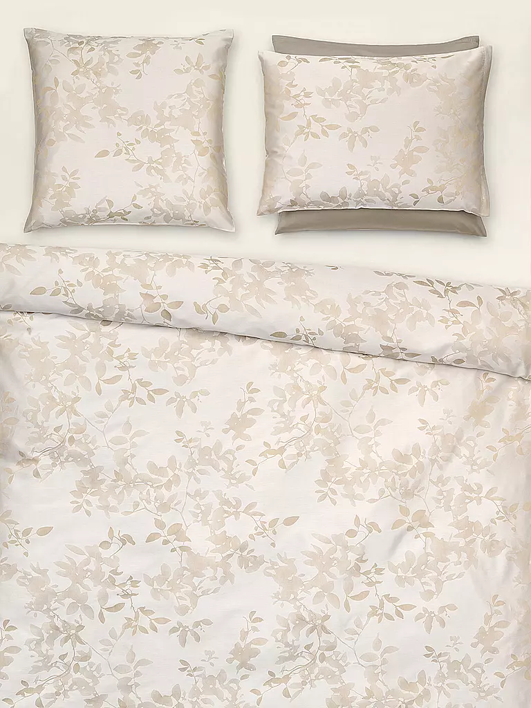 CHRISTIAN FISCHBACHER | Housse de couette en satin LEAVES VERSO 140x200cm Gris | 