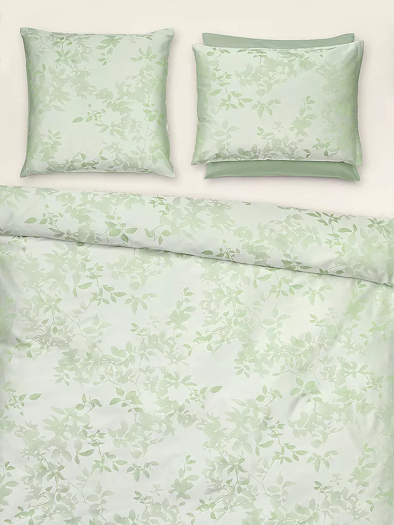 CHRISTIAN FISCHBACHER | Housse de couette en satin LEAVES VERSO 140x200cm Vert | hellgrün