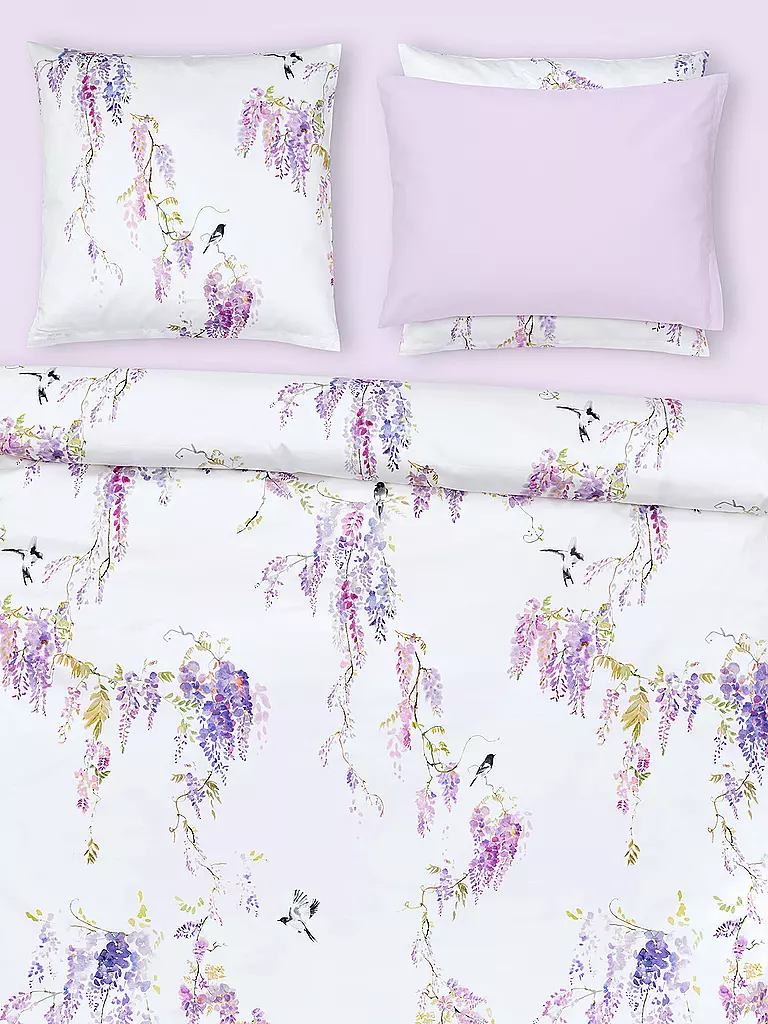 CHRISTIAN FISCHBACHER | Housse de couette en satin PURPLE RAIN 140x200cm Blanc/Lilas | 