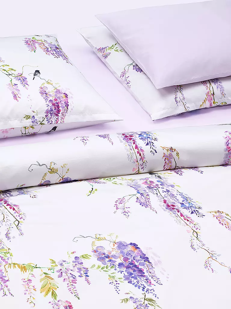 CHRISTIAN FISCHBACHER | Housse de couette en satin PURPLE RAIN 140x200cm Blanc/Lilas | 