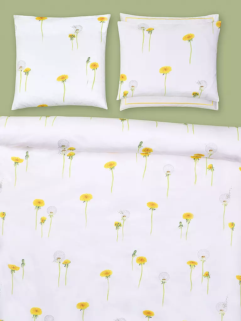 CHRISTIAN FISCHBACHER | Housse de couette en satin PUSTEBLUME 140x200cm Blanc/Jaune | 