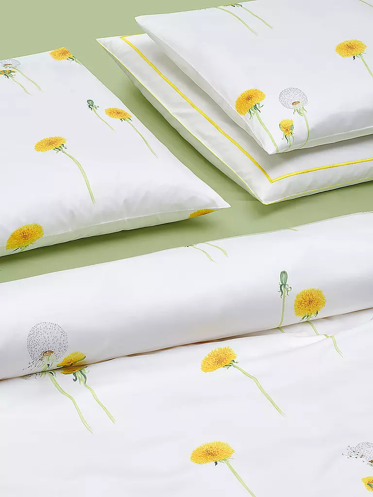 CHRISTIAN FISCHBACHER | Housse de couette en satin PUSTEBLUME 140x200cm Blanc/Jaune | 