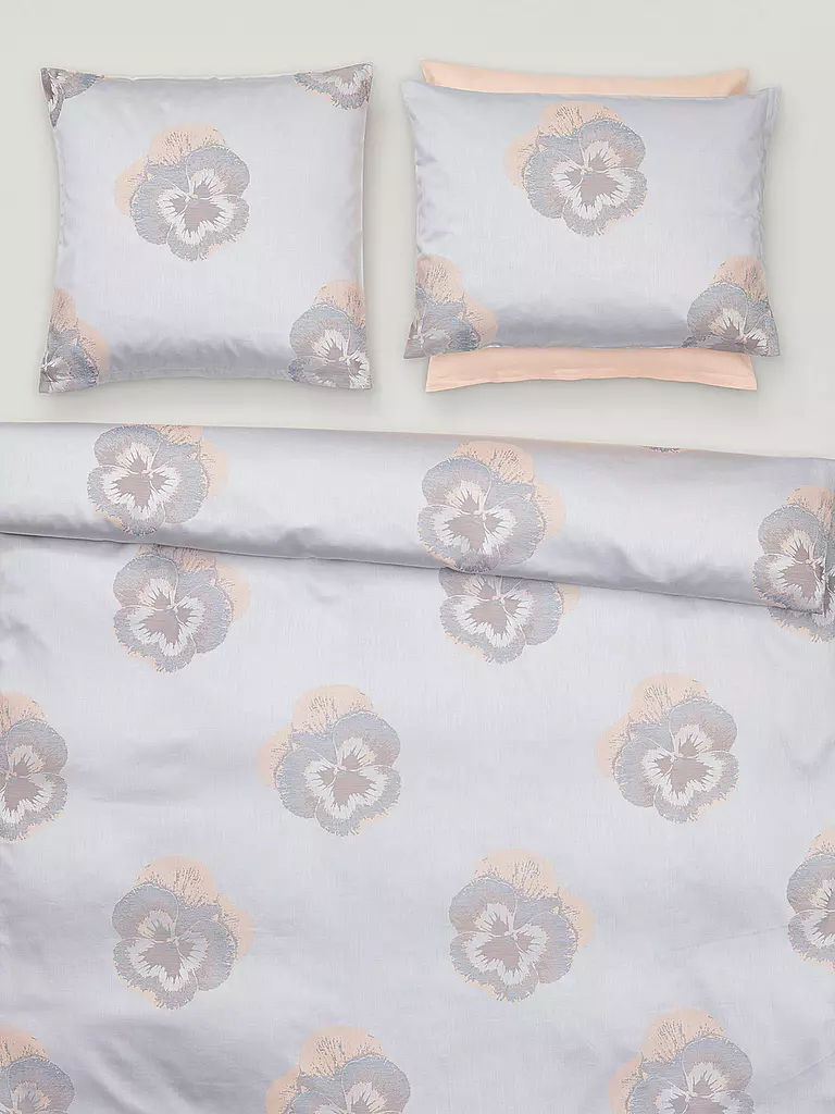 CHRISTIAN FISCHBACHER | Housse de couette jacquard Pansy 140x200cm Argent/Rose | 