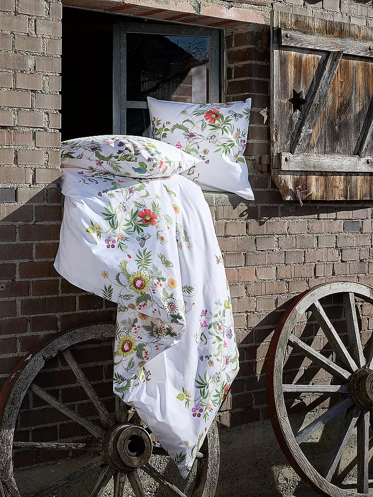 CHRISTIAN FISCHBACHER | Housse de coussin en satin GARLAND 70x90cm Blanc/Fleurs | weiss