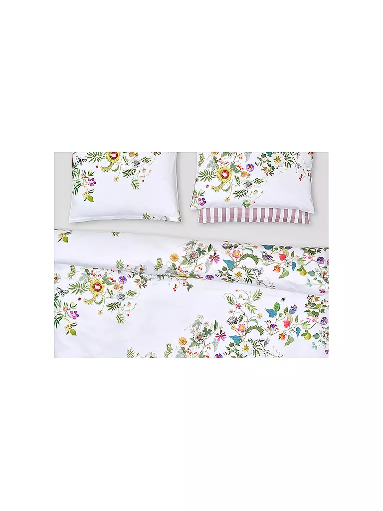 CHRISTIAN FISCHBACHER | Housse de coussin en satin GARLAND 70x90cm Blanc/Fleurs | 