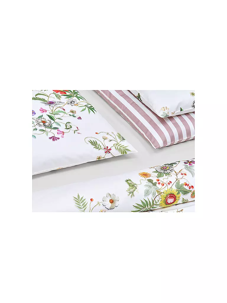 CHRISTIAN FISCHBACHER | Housse de coussin en satin GARLAND 70x90cm Blanc/Fleurs | 