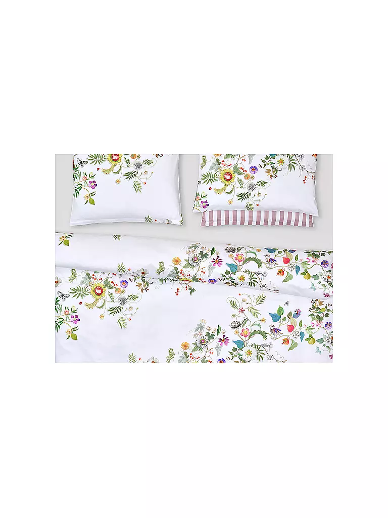 CHRISTIAN FISCHBACHER | Taie d'oreiller en satin GARLAND 70x90cm Blanc/Fleurs | 