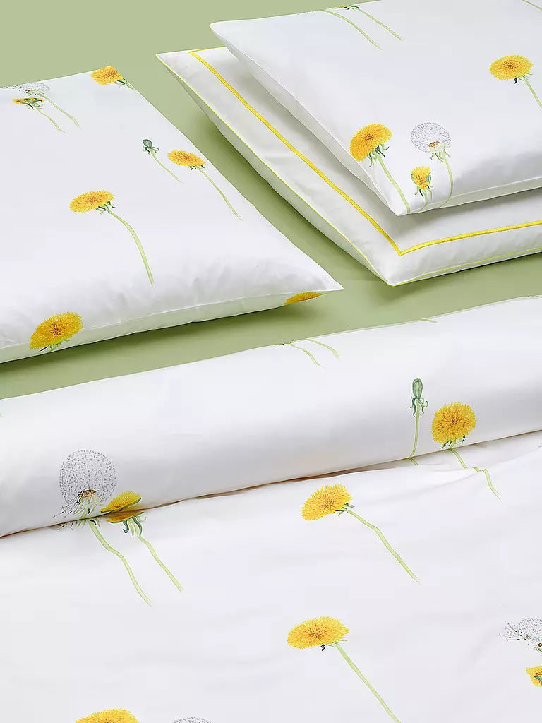 CHRISTIAN FISCHBACHER | Taie d'oreiller en satin PUSTEBLUME 70x90cm Blanc/Jaune | 