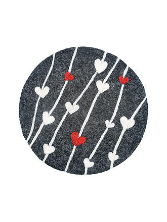 CILIO | Dessous de plat LANA CUORE rond Noir / Multicolore