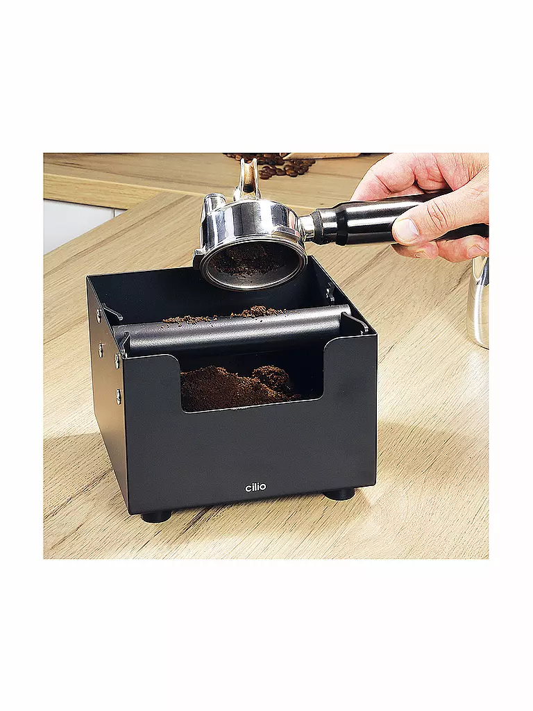 CILIO | Boîte à marc d'espresso 16x16cm BARISTA Acier inoxydable Noir | schwarz
