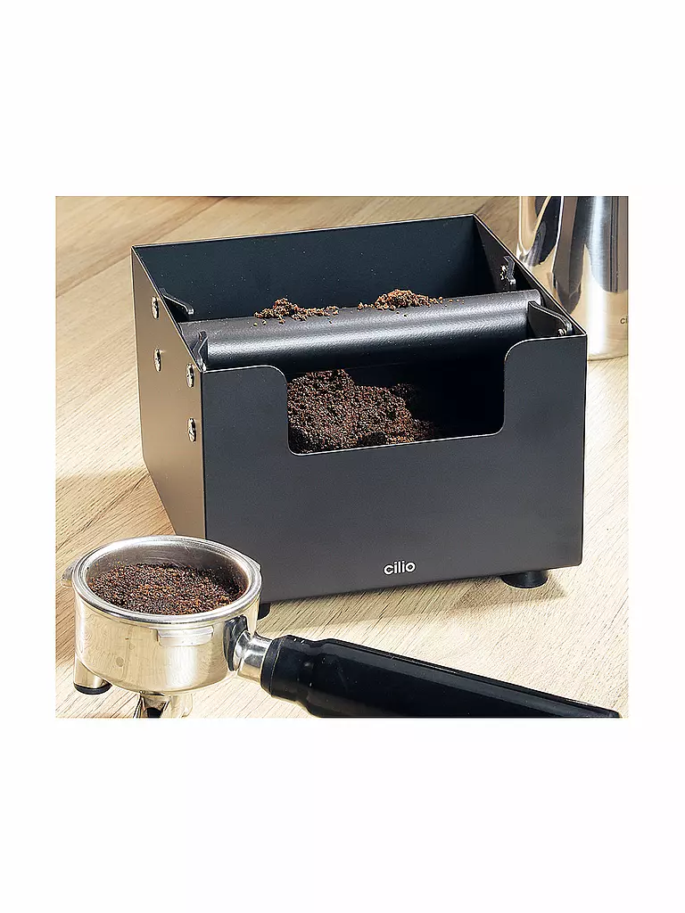 CILIO | Boîte à marc d'espresso 16x16cm BARISTA Acier inoxydable Noir | 