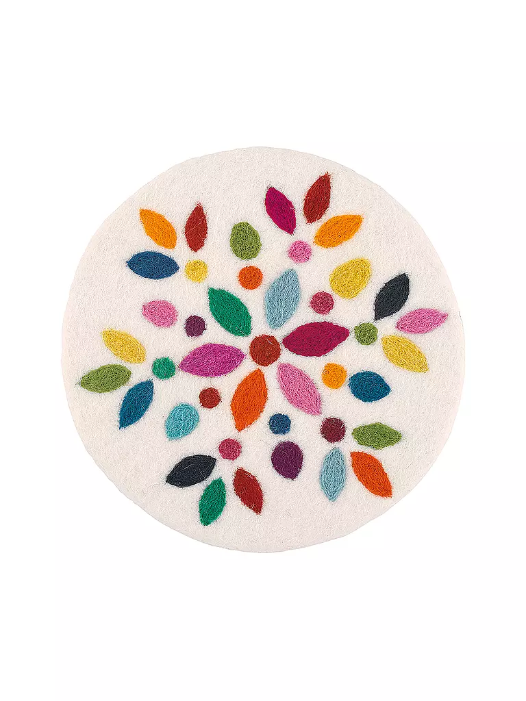 CILIO | Dessous de plat LANA FIORE rond Blanc / Multicolore | weiss