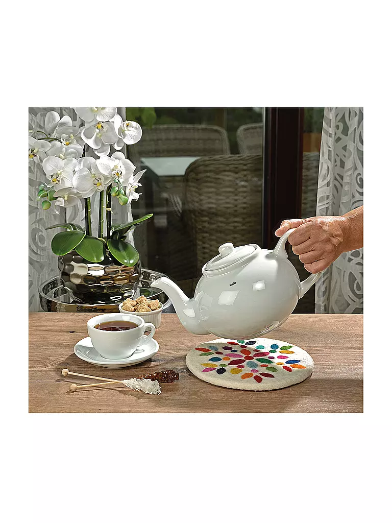 CILIO | Dessous de plat LANA FIORE rond Blanc / Multicolore | weiss