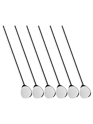 CILIO | Set de 6 cuillères à cocktail avec paille | Argent