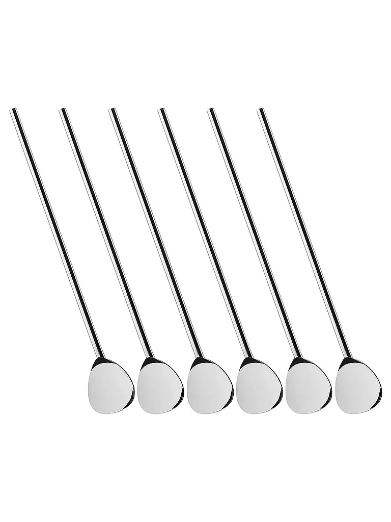 CILIO | Set de 6 cuillères à cocktail avec paille | silber