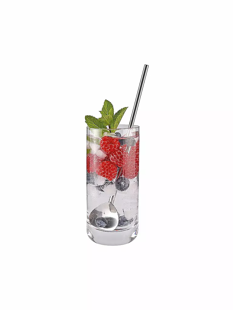 CILIO | Set de 6 cuillères à cocktail avec paille | silber