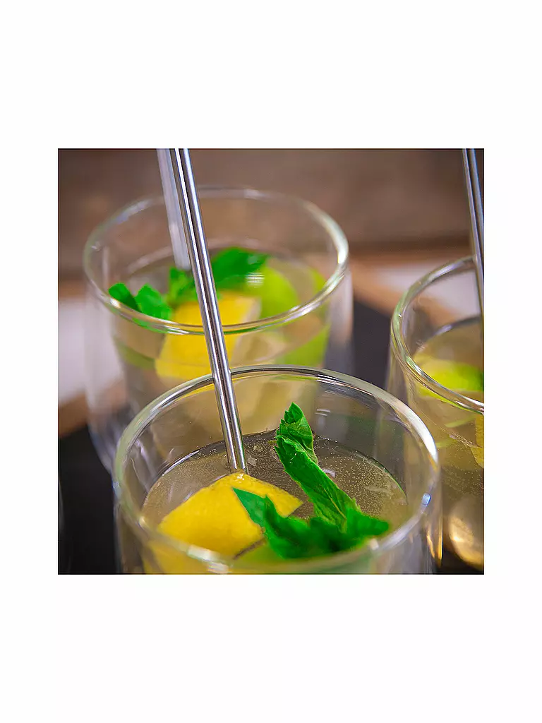 CILIO | Set de 6 cuillères à cocktail avec paille | silber