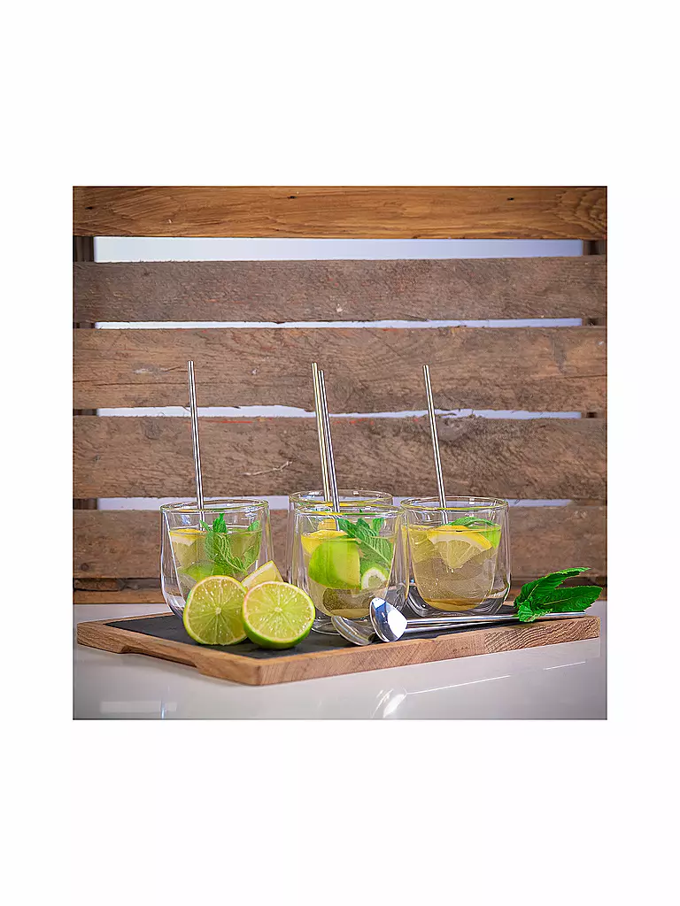 CILIO | Set de 6 cuillères à cocktail avec paille | silber
