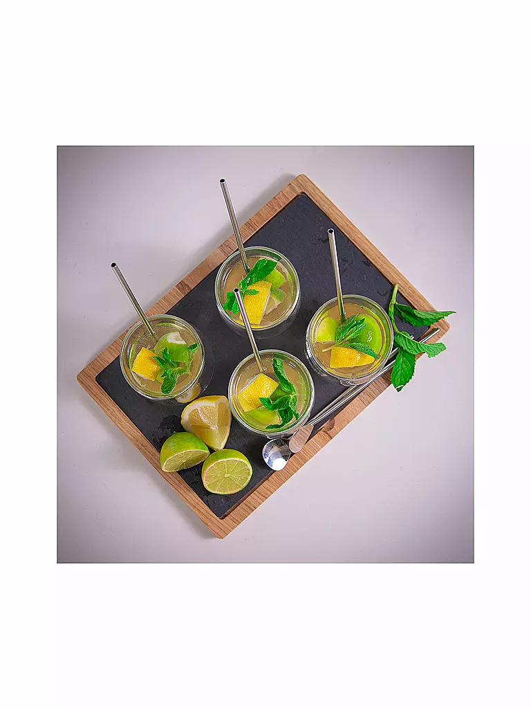 CILIO | Set de 6 cuillères à cocktail avec paille | silber