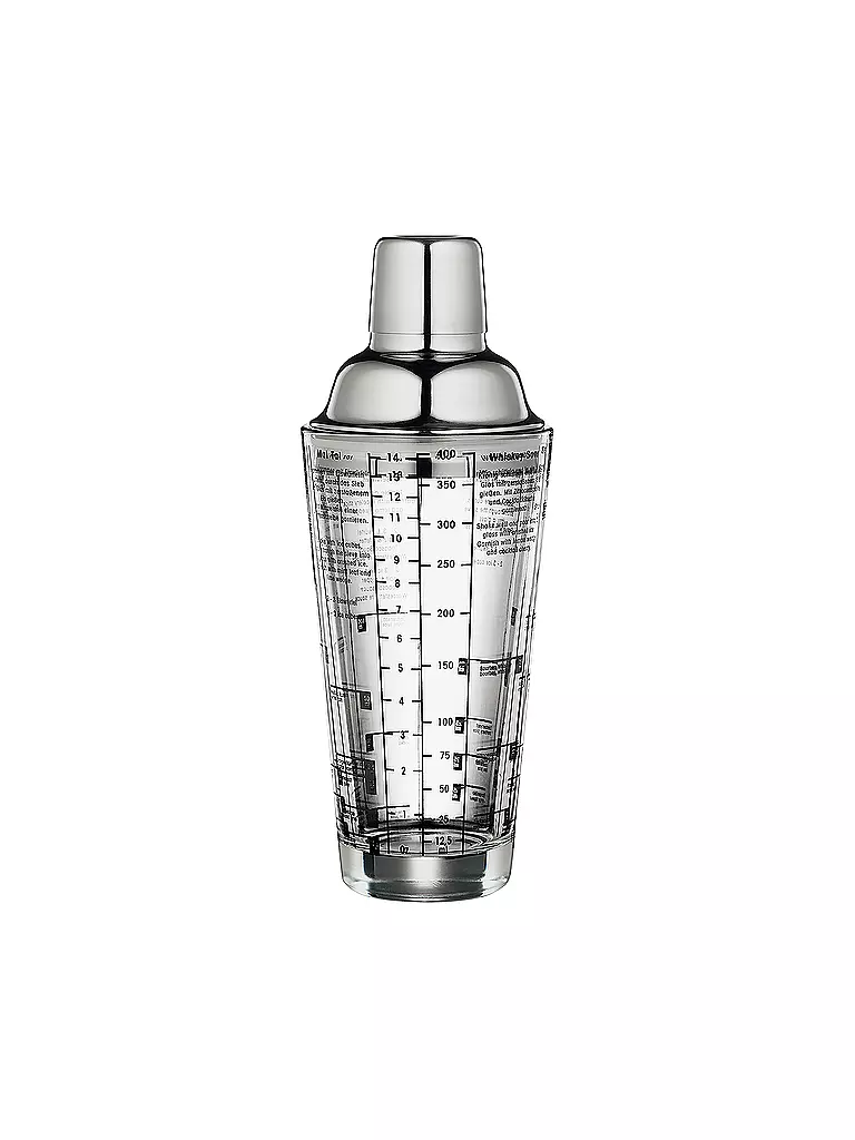 CILIO | Shaker à cocktail avec recettes 0,4l verre/acier inoxydable | silber