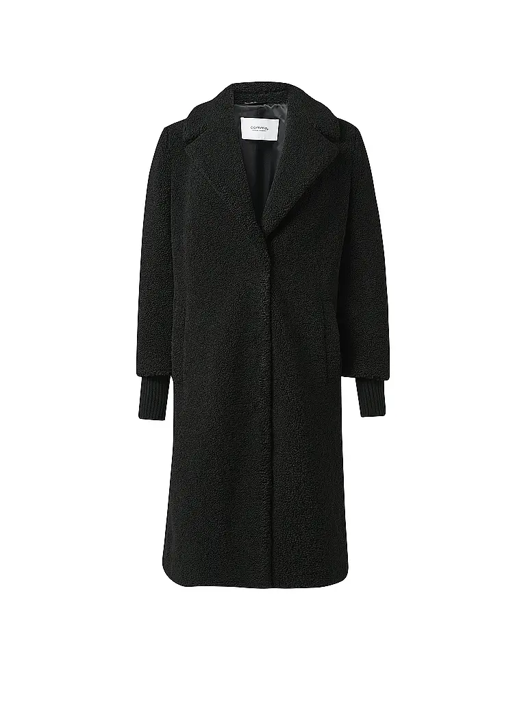 COMMA IDENTITY | Manteau aspect fourrure | Noir