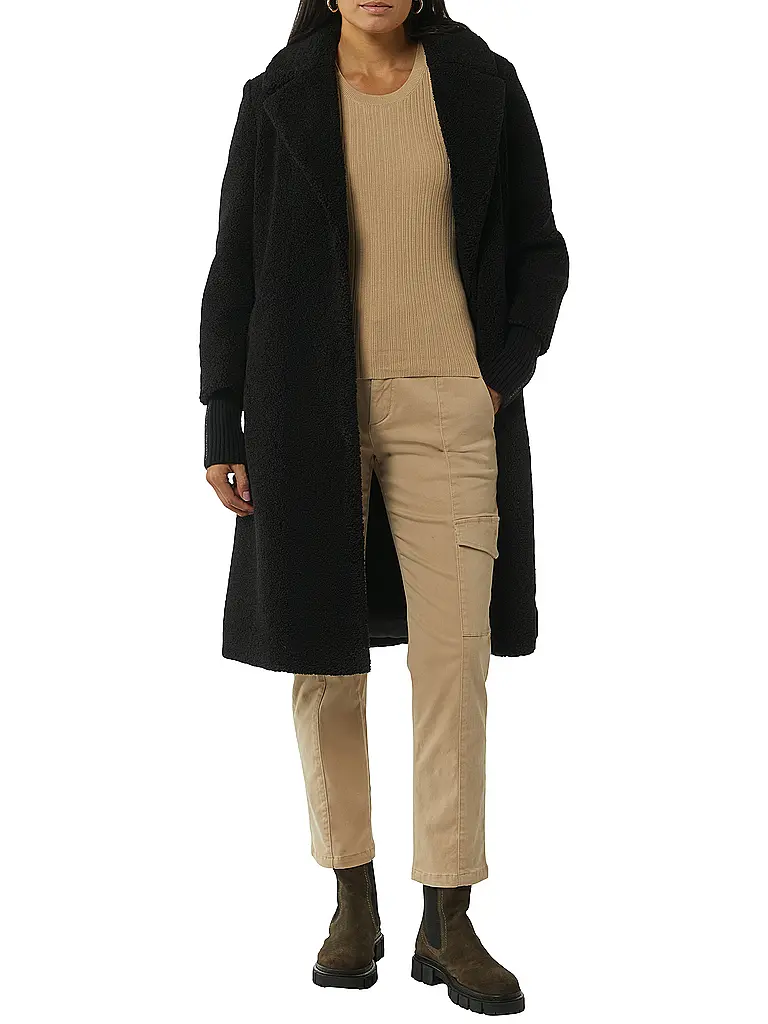 COMMA IDENTITY | Manteau aspect fourrure | Noir