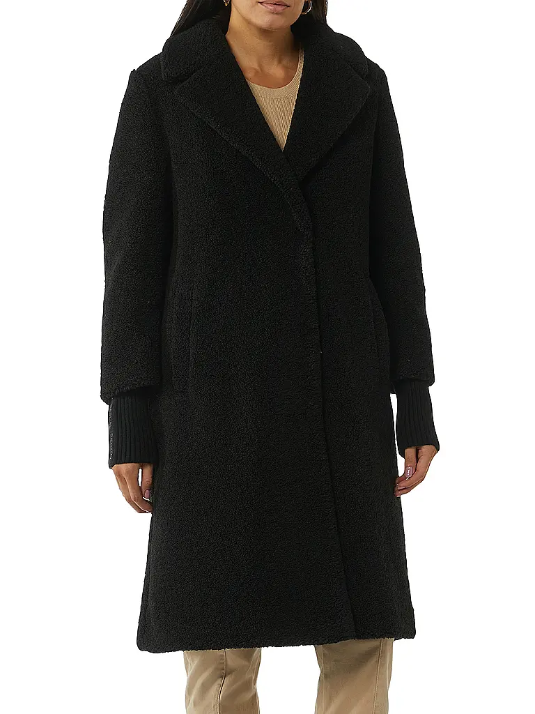 COMMA IDENTITY | Manteau aspect fourrure | Noir