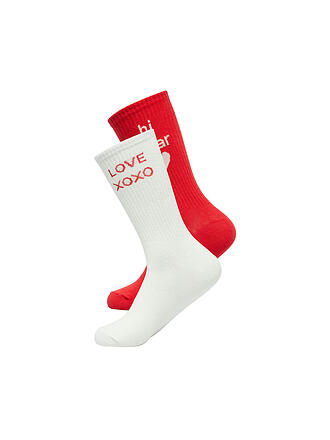 COMMA | Chaussettes lot de 2 blanc rouge