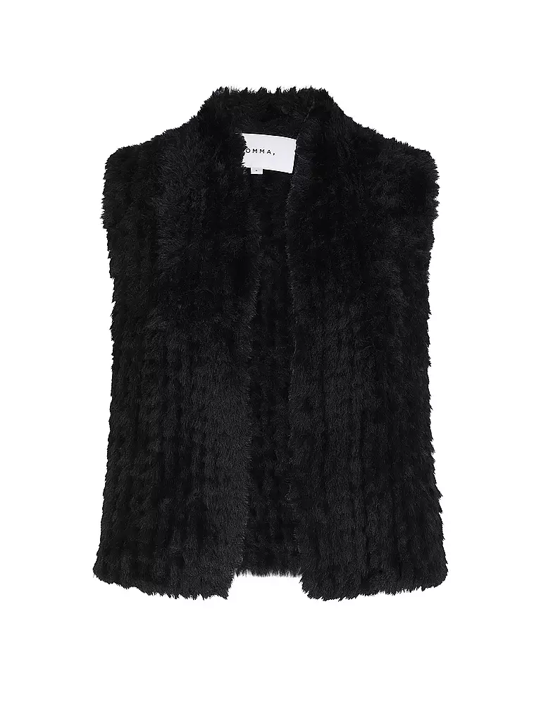 COMMA | Gilet aspect fourrure | schwarz