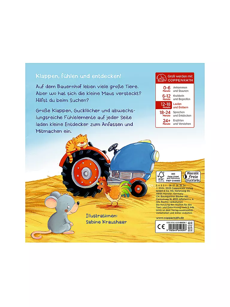 COPPENRATH VERLAG | Mon premier livre à toucher avec des trous : Petite souris, où es-tu ? | Aucune couleur
