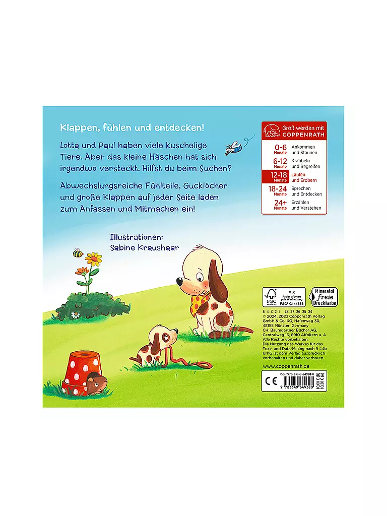 COPPENRATH VERLAG | Mon premier livre à toucher avec fenêtre : Petit lapin, où es-tu ? | Aucune couleur