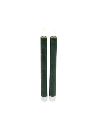 COUNTRYFIELD | Bougie LED lot de 2 Rustique 24x2,2cm Vert foncé