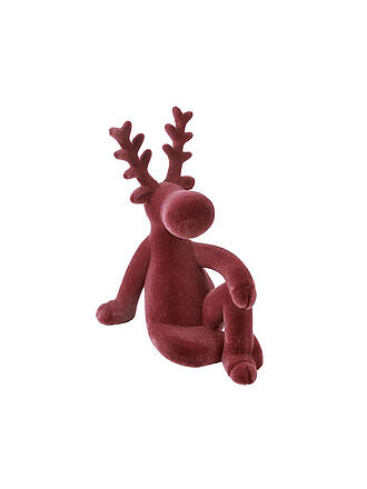 COUNTRYFIELD | Figurine décorative - Renne VELVET ADRIAN assis Petit Bordeaux