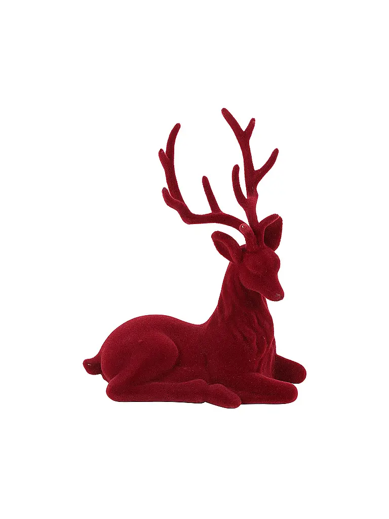 COUNTRYFIELD | Figurine décorative - Cerf assis floqué MEA Rouge | dunkelrot