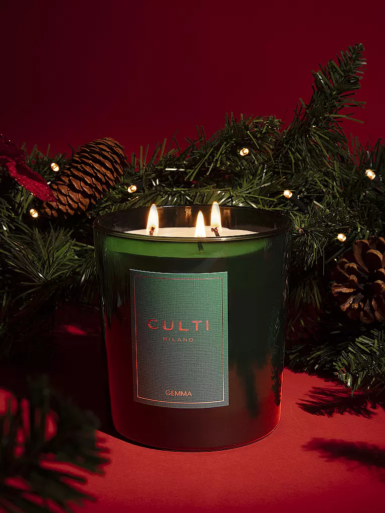 CULTI | Bougie de Noël 550g grande GEMMA Vert | dunkelgrün