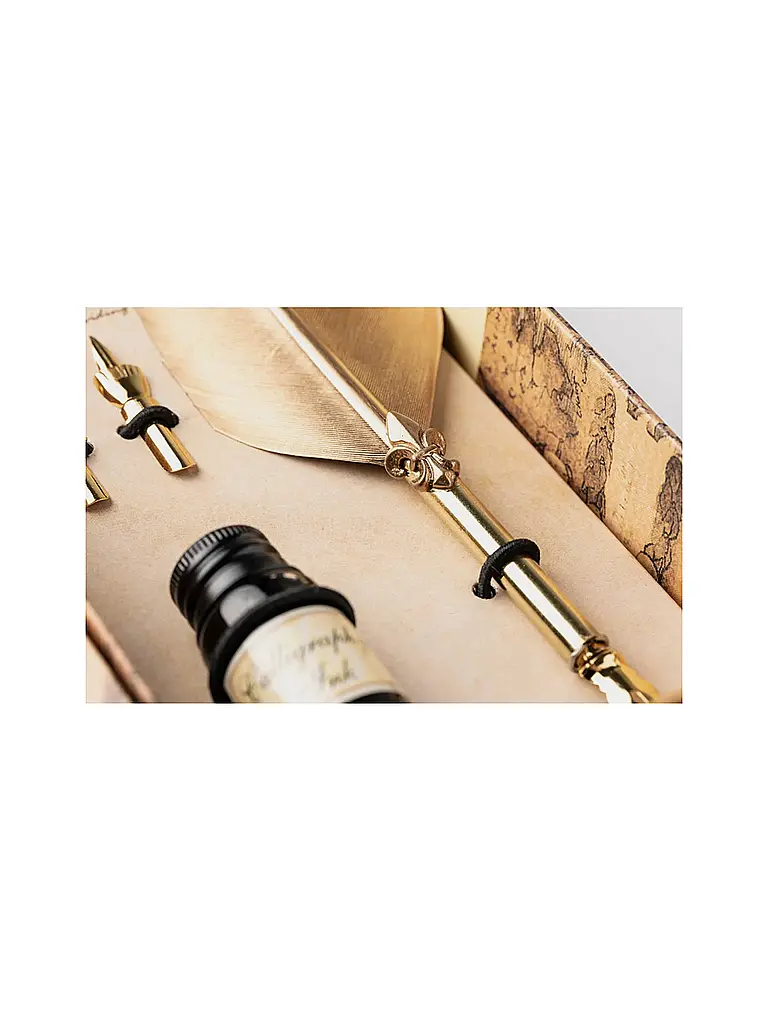 DALLAITI | Schreibset mit großem goldenen Federstift Gold |