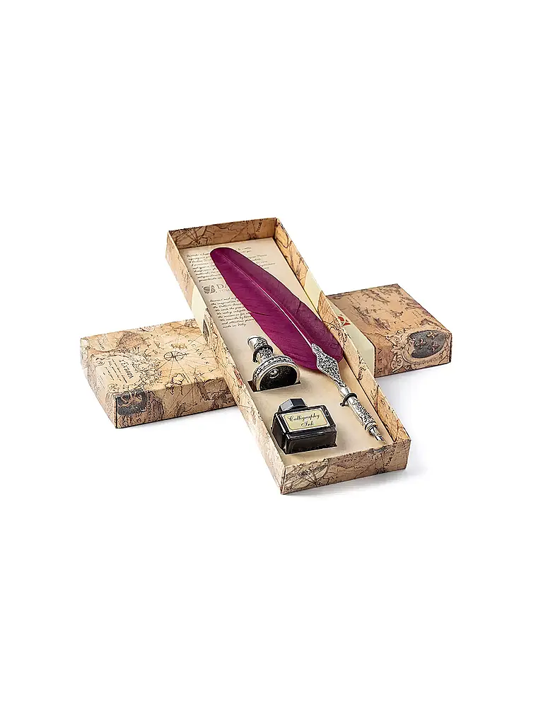 DALLAITI | Schreibset mit verziertem Federstift Bordeaux | Rouge foncé