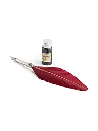 DALLAITI | Set d'écriture avec plume d'oie bordeaux | Rouge foncé