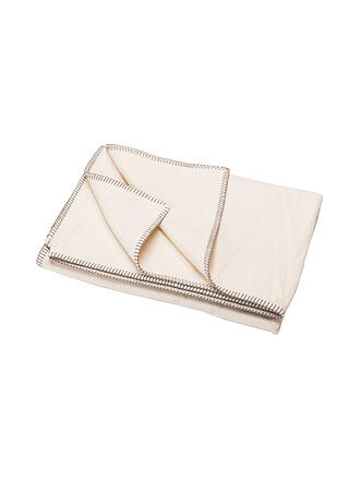 DAVID FUSSENEGGER | Couverture en flanelle avec point décoratif 140x200cm (blanc cassé)