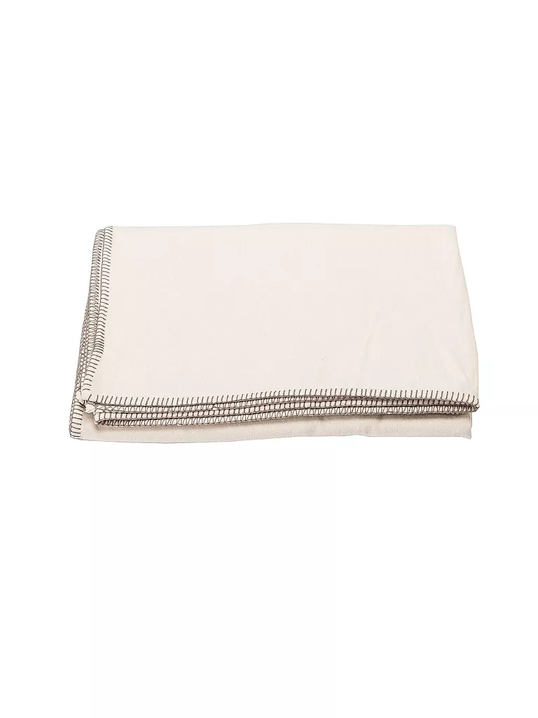 DAVID FUSSENEGGER | Couverture en flanelle avec point décoratif 140x200cm (blanc cassé) | Blanc