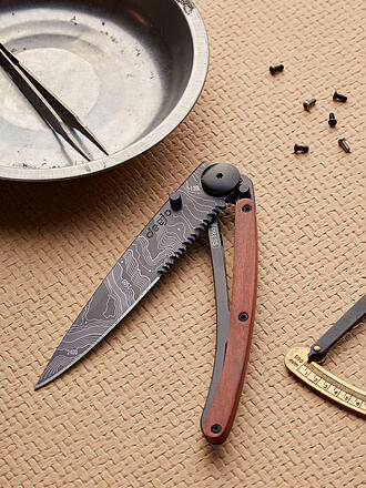 DEEJO | Couteau de poche Bois de corail Noir TOPOGRAPHIE 37G